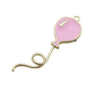 copper ballon pendant, pink enameled, gold plated, approx 15-45mm