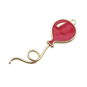 copper ballon pendant, red enameled, gold plated, approx 15-45mm