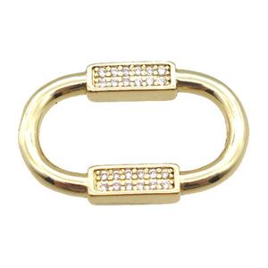 copper connector pave zircon, gold plated, approx 14-22mm