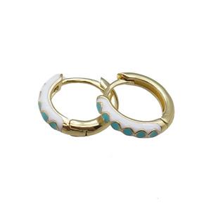 copper Hoop Earrings with enameled, gold plated, approx 14mm dia