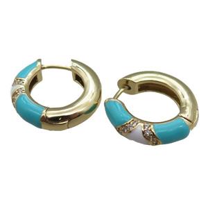 copper Hoop Earrings with enameled, gold plated, approx 20mm dia