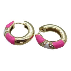 copper Hoop Earrings with enameled, gold plated, approx 20mm dia