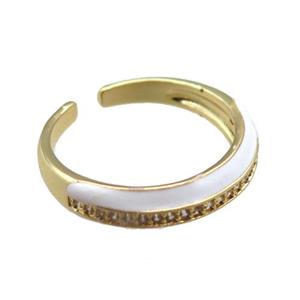 whtie Enameling copper ring pave zircon, gold plated, approx 5mm, 18mm dia