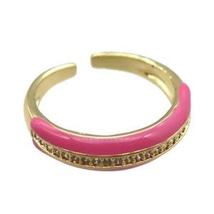 Enameling copper ring pave zircon, gold plated, approx 5mm, 18mm dia