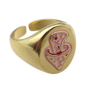 adjustable copper rings, enameling, gold plated, approx 17mm, 18mm dia
