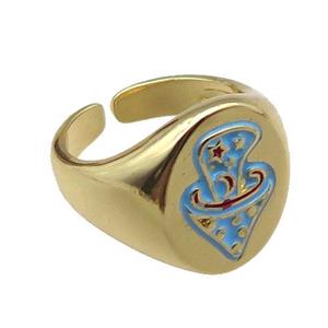 adjustable copper rings, enameling, gold plated, approx 17mm, 18mm dia