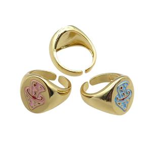 adjustable copper rings, mix, enameling, gold plated, approx 17mm, 18mm dia