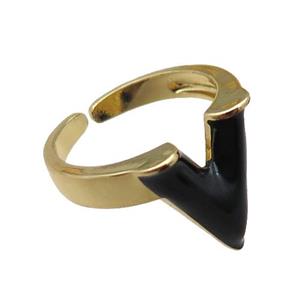 copper rings with black enameled, adjustable, gold plated, approx 15mm, 18mm dia