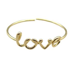 copper LOVE bangle, adjustable, gold plated, approx 50-60mm dia