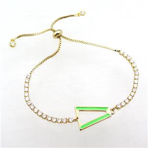 copper bracelet pave zircon, adjustable, gold plated, approx 14-18mm, 24cm length