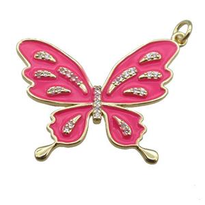 copper butterfly pendant with enameled, gold plated, approx 25-32mm