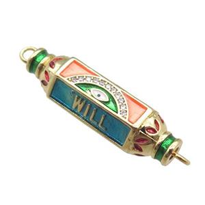 copper capsule hexagon connector, enameled, gold plated, approx 8-30mm