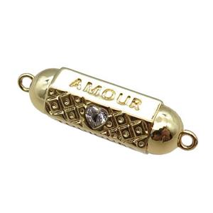 copper capsule hexagon connector, AMOUR, gold plated, approx 9-30mm