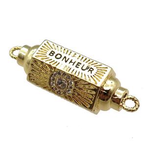 copper capsule hexagon connector, BONHEUR, gold plated, approx 11-30mm