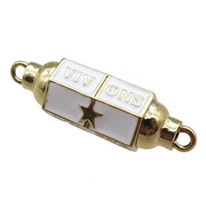 copper capsule hexagon connector, white enameled, gold plated, approx 10-30mm