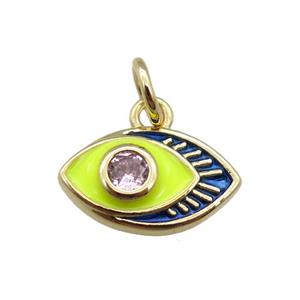 copper eye charm pendant, enameled, gold plated, approx 7-11mm