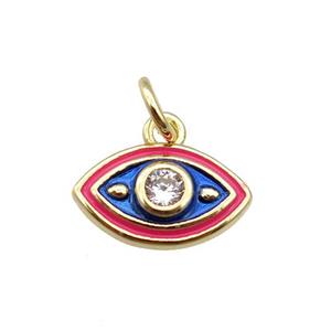 copper eye pendant, enameled, gold plated, approx 7-11mm