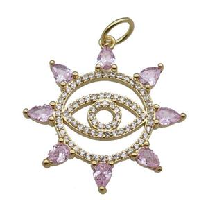 copper eye pendant pave zircon, gold plated, approx 25mm