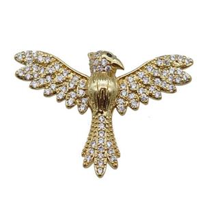 copper hawk pendant pave zircon, gold plated, approx 22-30mm