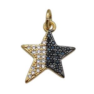 copper star pendant pave zircon, gold plated, approx 12-14mm