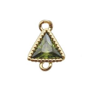 copper triangle connector pave zircon, gold plated, approx 7mm