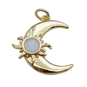 copper moon pendant, gold plated, approx 16-19mm