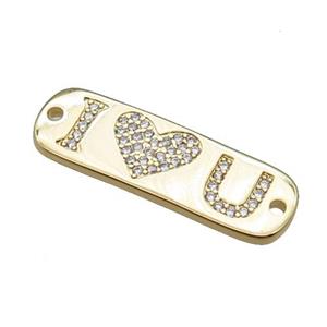 copper rectangle connector paved zircon, ILOVEU gold plated, approx 8.5-26mm