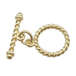 copper Toggle Clasp, gold plated, approx 12mm, 17mm