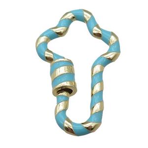 copper Carabiner Clasp with blue enameled, gold plated , approx 22-35mm