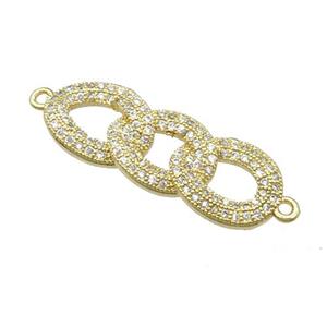 copper link connector pave zircon, gold plated, approx 10-28mm