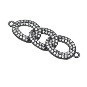 copper link connector pave zircon, balck plated, approx 10-28mm
