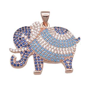copper elephant pendant pave zircon, rose gold, approx 20-28mm
