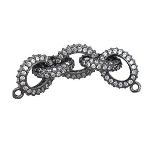 Copper Linker Connector Pave Zircon, Oval, Black Plated, approx 10-12mm, 40mm length