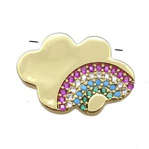 copper cloud pendant pave rainbow zircon, gold plated, approx 15-20mm