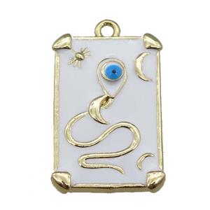Copper Tarot Card Pendant with white Enamel, Gold Plated, approx 13-20mm