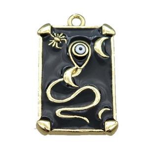 Copper Tarot Card Pendant with Black Enamel, Gold Plated, approx 13-20mm