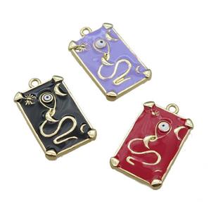 Copper Tarot Card Pendant with Enamel, Mix, Gold Plated, approx 13-20mm