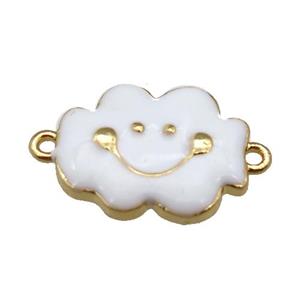 copper cloudface connector, white enamel, gold plated, approx 11-14mm