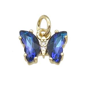 dp.blue Crystal Glass Butterfly Pendant, gold plated, approx 8-10mm