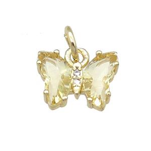 lt.yellow Crystal Glass Butterfly Pendant, gold plated, approx 8-10mm