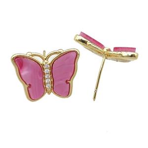dp.pink Resin Butterfly Stud Earrings, gold plated, approx 13-18mm