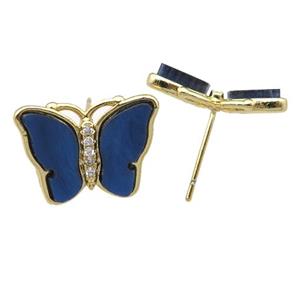 dp.blue Resin Butterfly Stud Earrings, gold plated, approx 13-18mm