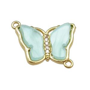 green Resin Butterfly Connector, gold plated, approx 13-18mm
