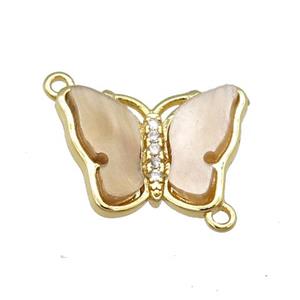 brown Resin Butterfly Connector, gold plated, approx 13-18mm