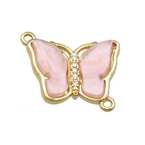 lt.pink Resin Butterfly Connector, gold plated, approx 13-18mm