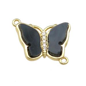 black Resin Butterfly Connector, gold plated, approx 13-18mm