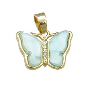 lt.green Resin Butterfly Pendant, gold plated, approx 13-18mm