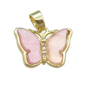 lt.pink Resin Butterfly Pendant, gold plated, approx 13-18mm