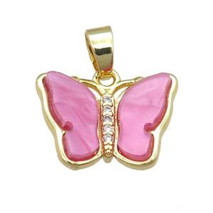 dp.pink Resin Butterfly Pendant, gold plated, approx 13-18mm