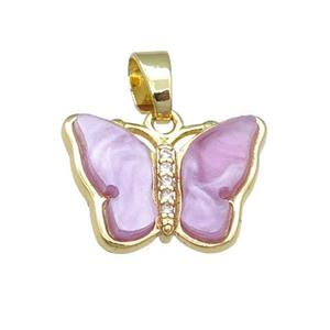 lavender Resin Butterfly Pendant, gold plated, approx 13-18mm